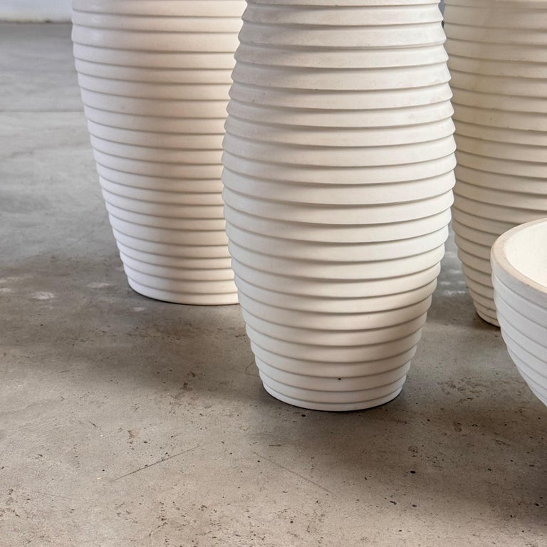 1990s Bitossi White Ceramic Set with Elegant Textured Design, Pristine Condition