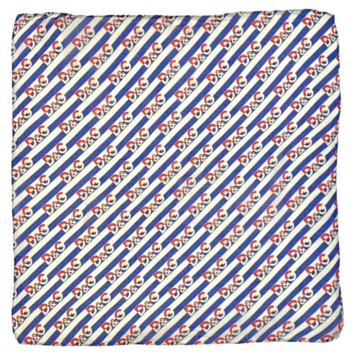 1990s D&G Dolce & Gabbana Cotton Blue Red Logo Squared Scarf