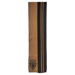 1990s Gucci Large Stripe Beige Black Logo Wool Scarf