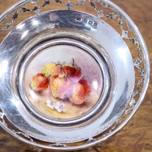 Pair Royal Worcester Silver Nut Dishes Signed Ricketts