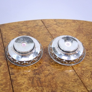 Pair Royal Worcester Silver Nut Dishes Signed Ricketts