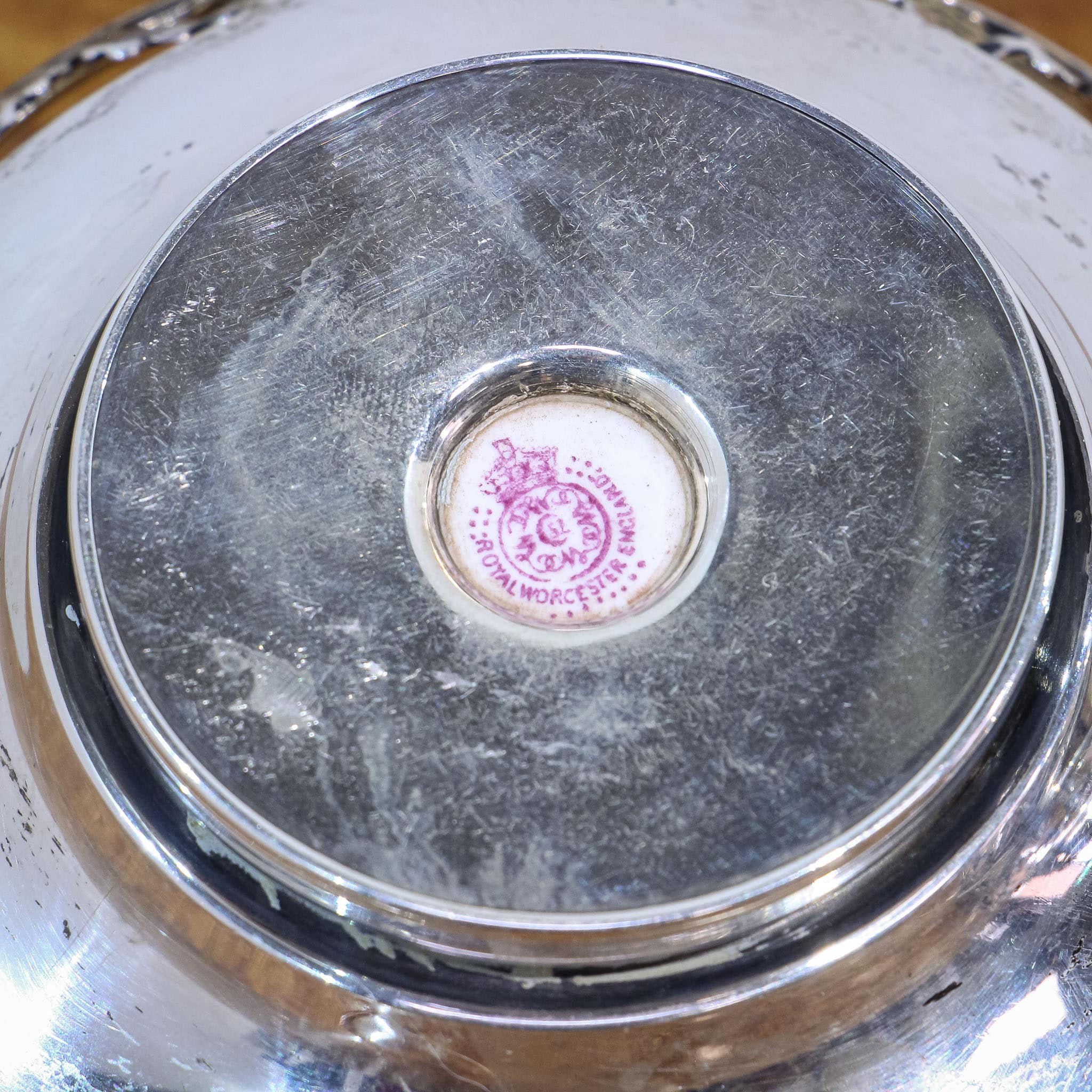 Pair Royal Worcester Silver Nut Dishes Signed Ricketts