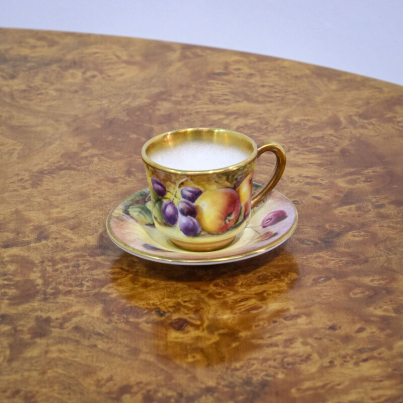 Royal Worcester Miniature Cup & Saucer Signed Fuller