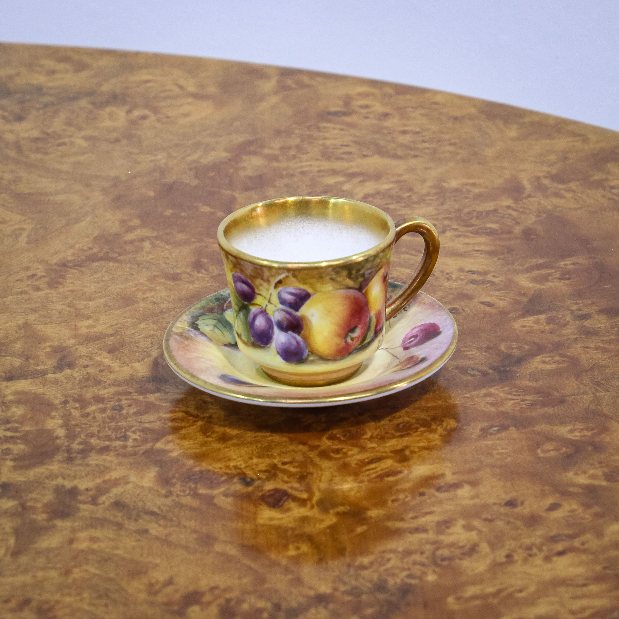 Royal Worcester Miniature Cup & Saucer Signed Fuller