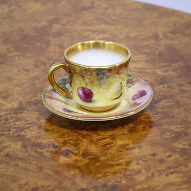Royal Worcester Miniature Cup & Saucer Signed Fuller