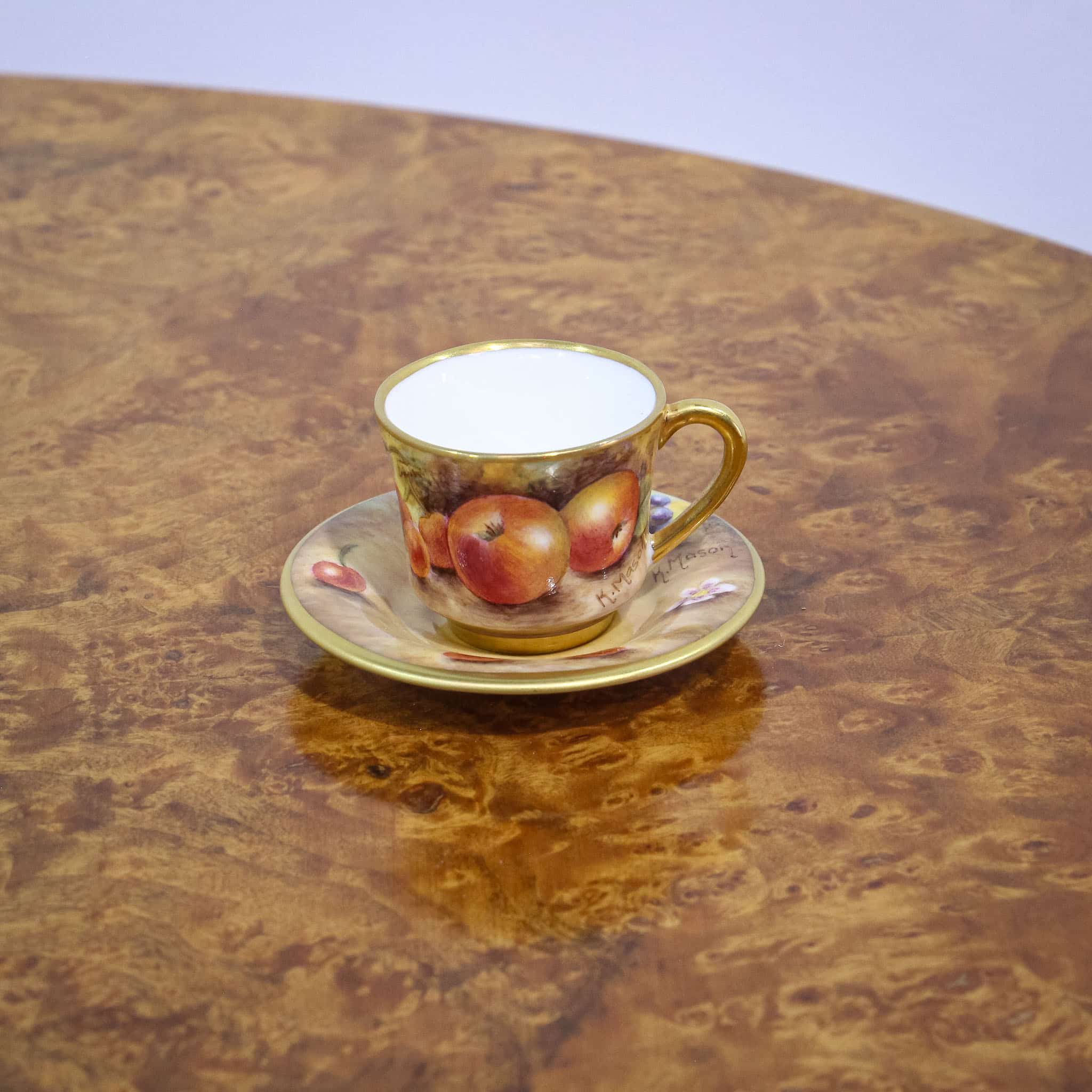 Royal Worcester Miniature Cup & Saucer Signed Mason