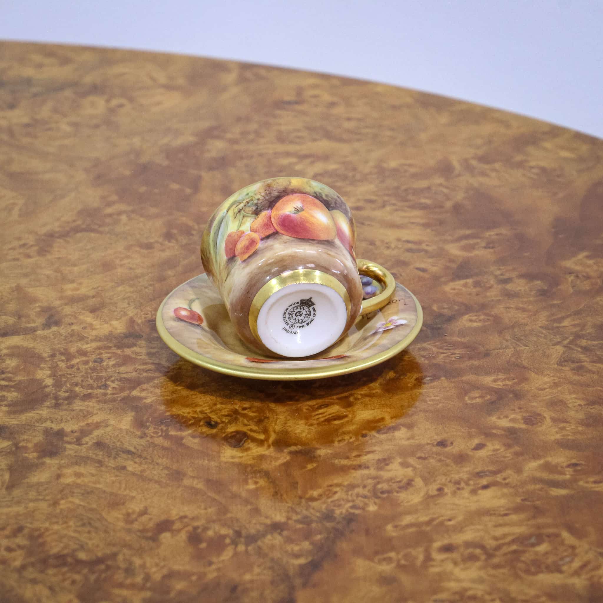 Royal Worcester Miniature Cup & Saucer Signed Mason
