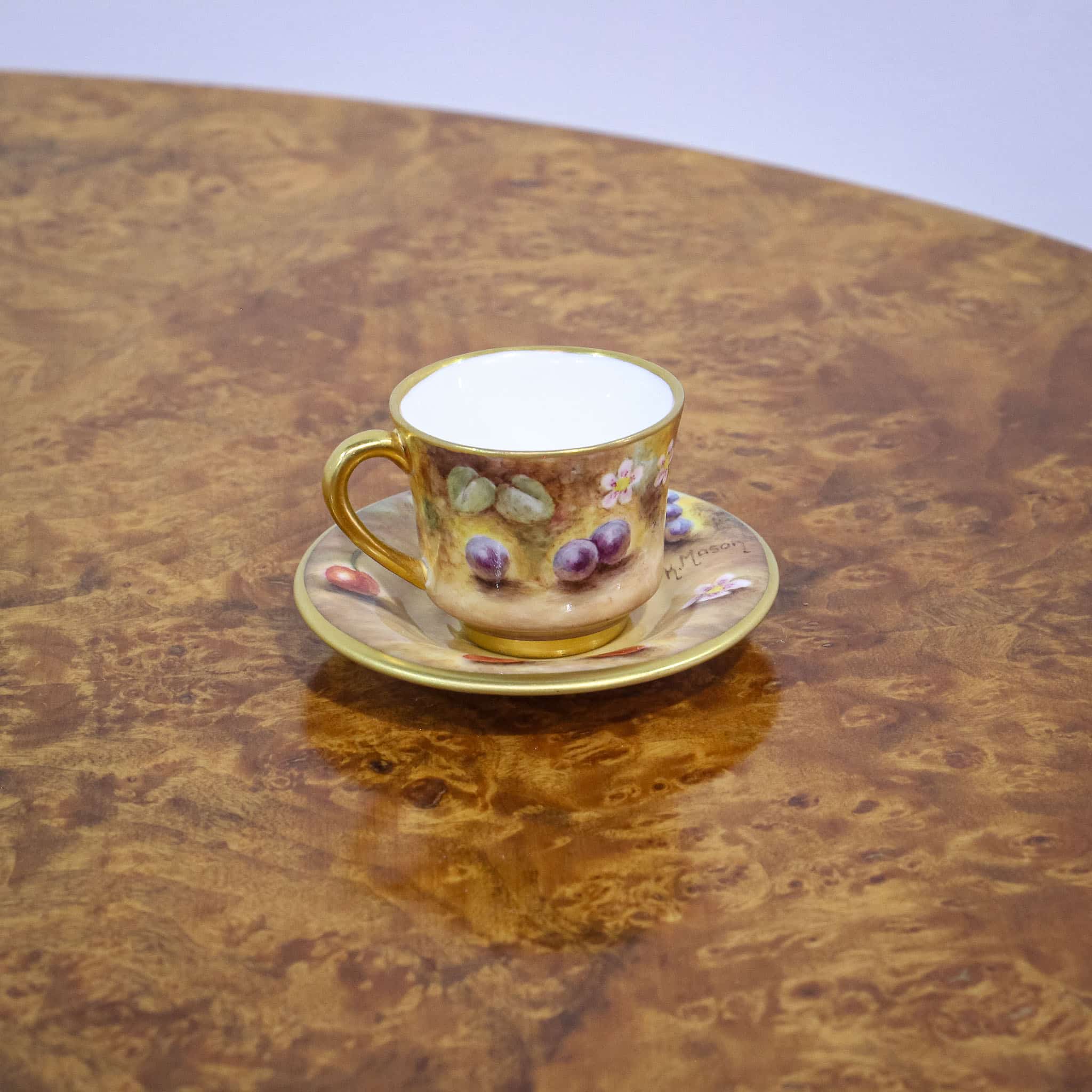 Royal Worcester Miniature Cup & Saucer Signed Mason