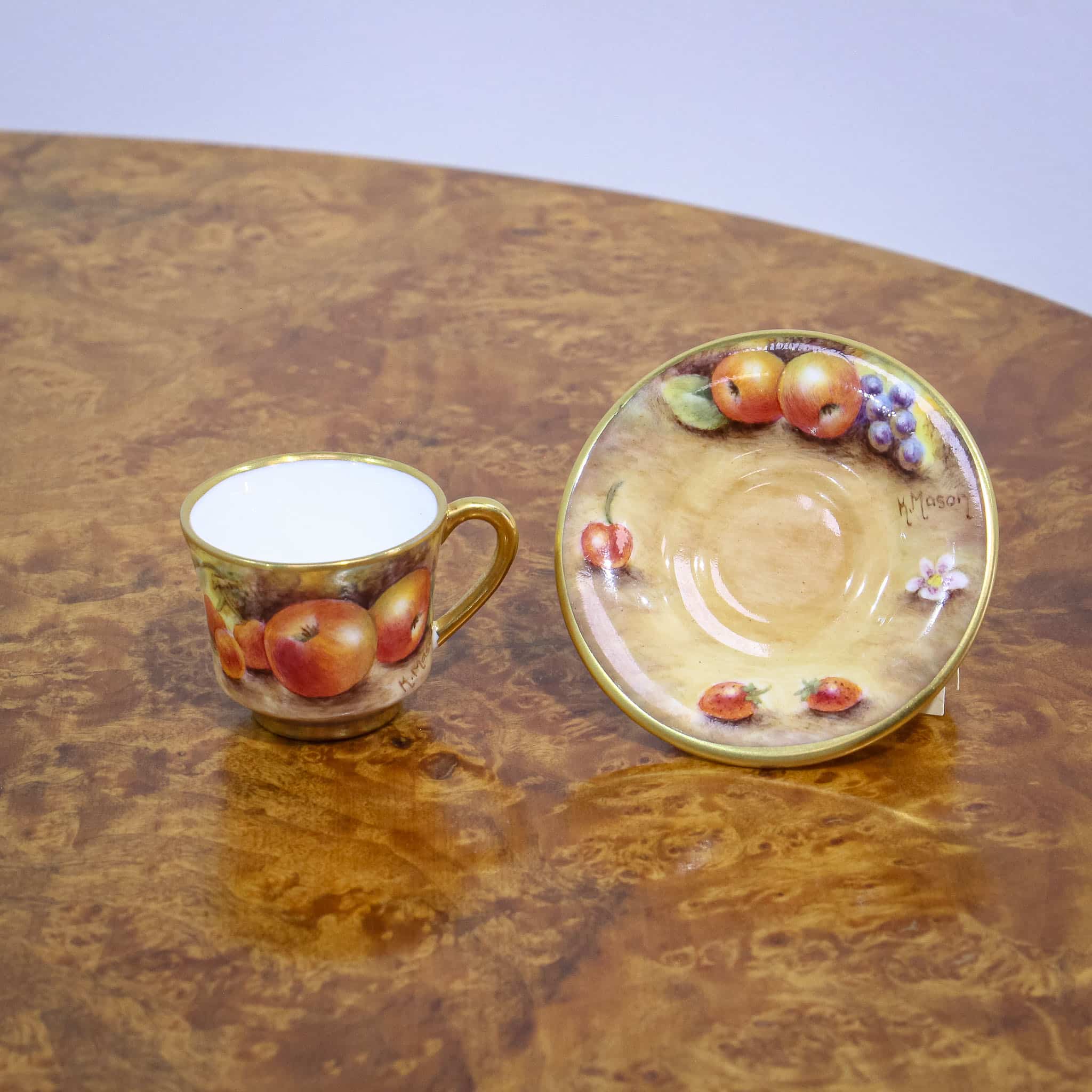 Royal Worcester Miniature Cup & Saucer Signed Mason
