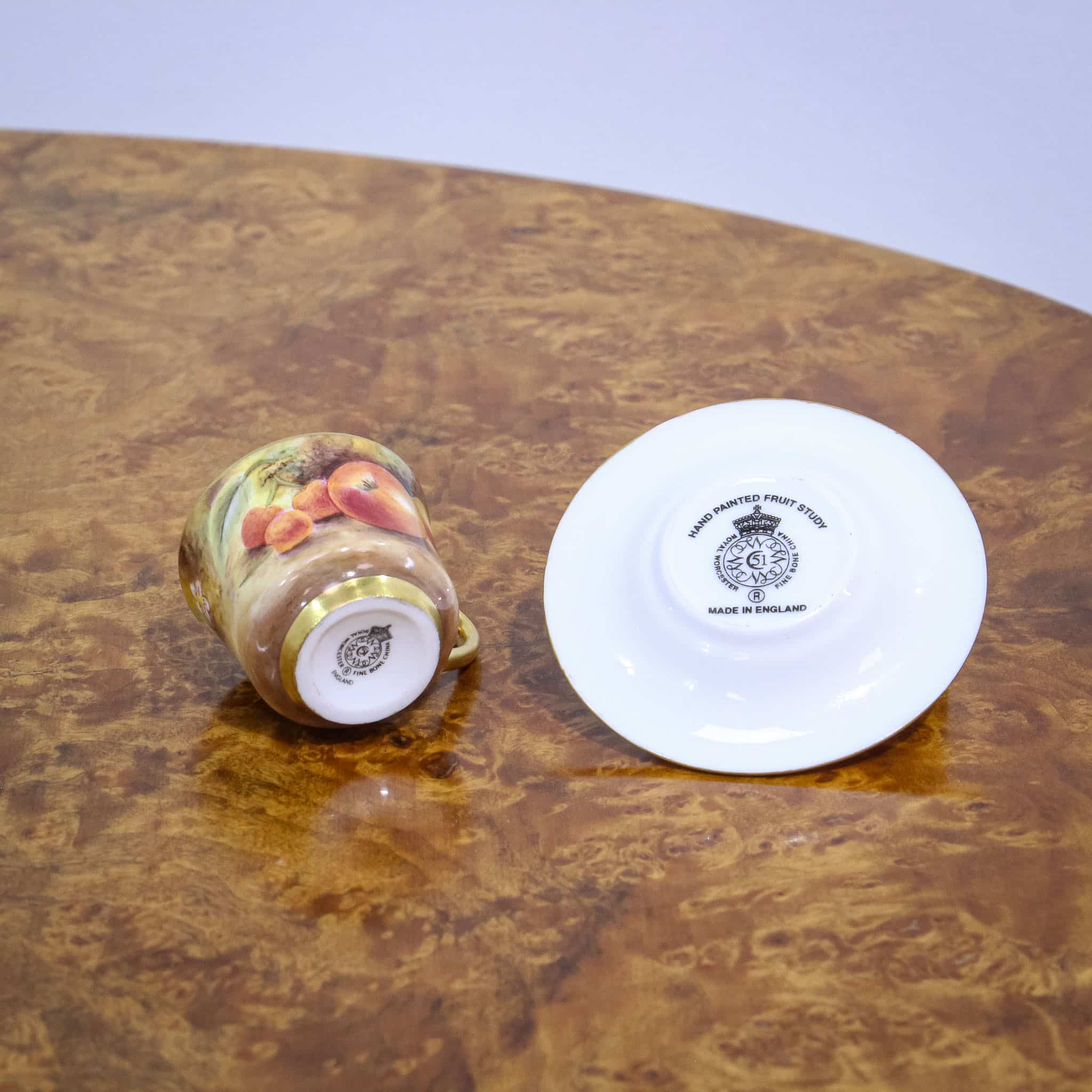 Royal Worcester Miniature Cup & Saucer Signed Mason
