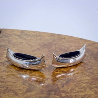 Pair of Canoe Shaped Silver Salts
