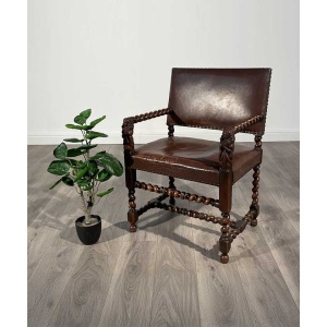 Antique 19th Century Decorative Armchair In Oak