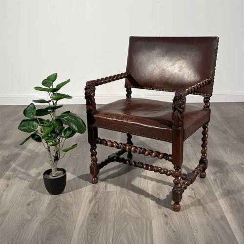 Antique 19th Century Decorative Armchair In Oak