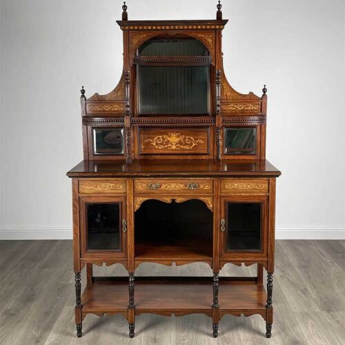 Antique 19th Century Marquetry Sideboard In Rosewood