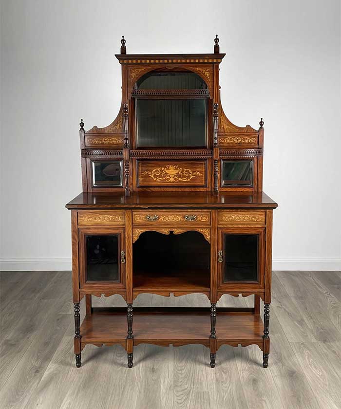 Antique 19th Century Marquetry Sideboard In Rosewood