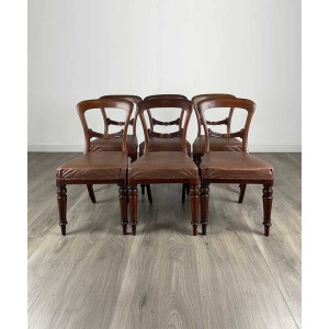 Antique 19th Century Set Of 6 Dining Chairs In Mahogany
