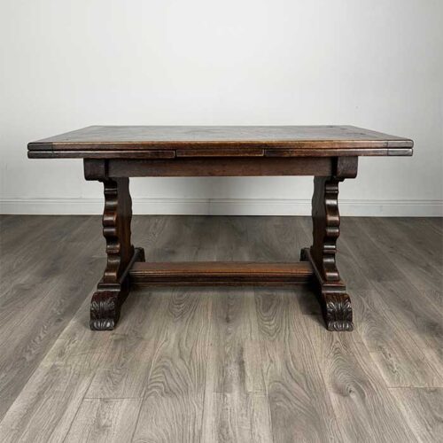 Antique 20th Century Fine Quality Draw Leaf Dining Table In Oak
