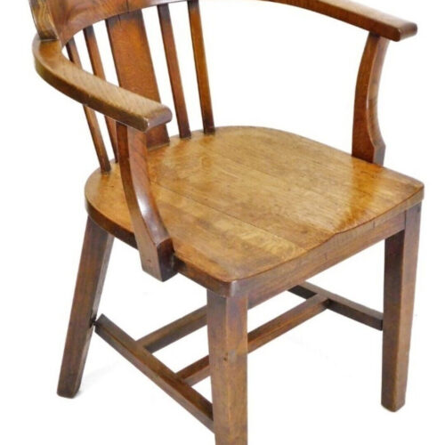 Antique Oak Captains Chair Early 20th Century