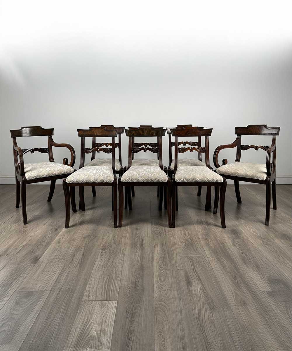 Antique Early 19th Century Set Of 8 Regency Dining Chairs
