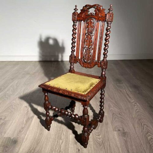 Antique Victorian Hall Chair / Bedroom Chair In Oak