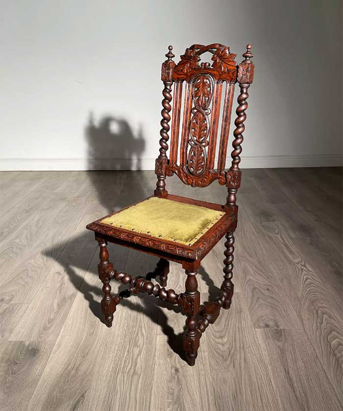 Antique Victorian Hall Chair / Bedroom Chair In Oak