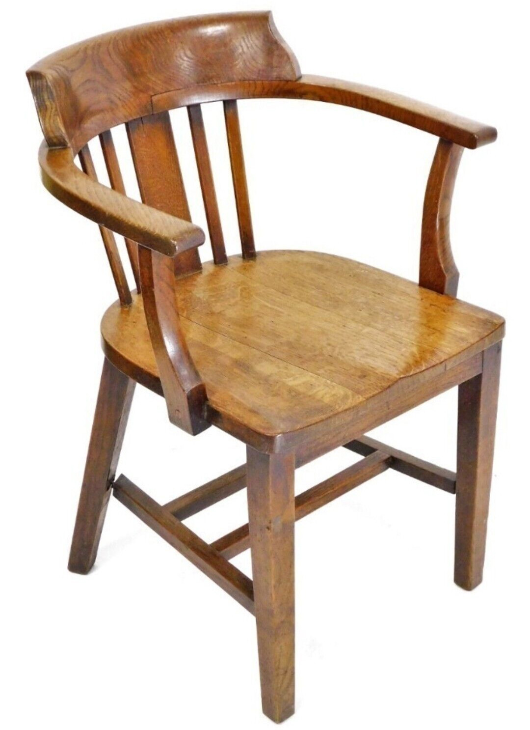 Antique Oak Captains Chair Early 20th Century