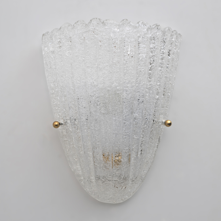 Barovier Style Mid-Century Modern Italian Murano Glass Shell Sconces, 60s, Pair. - Image 8
