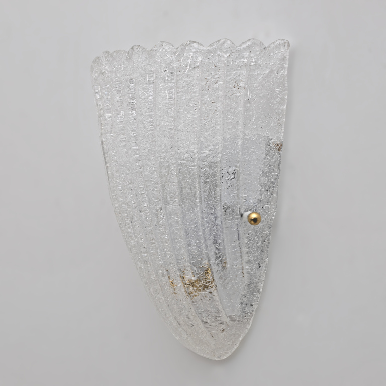 Barovier Style Mid-Century Modern Italian Murano Glass Shell Sconces, 60s, Pair. - Image 7