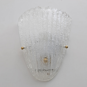 Barovier Style Mid-Century Modern Italian Murano Glass Shell Sconces, 60s, Pair.
