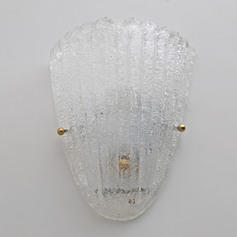 Barovier Style Mid-Century Modern Italian Murano Glass Shell Sconces, 60s, Pair. - Image 5