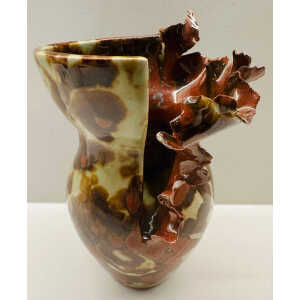 Contemporary Mottled Waved Rim Vase