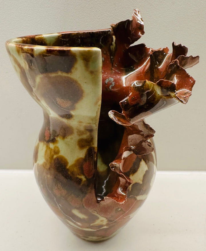 Contemporary Mottled Waved Rim Vase