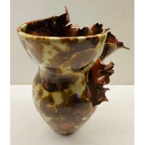 Contemporary Mottled Waved Rim Vase