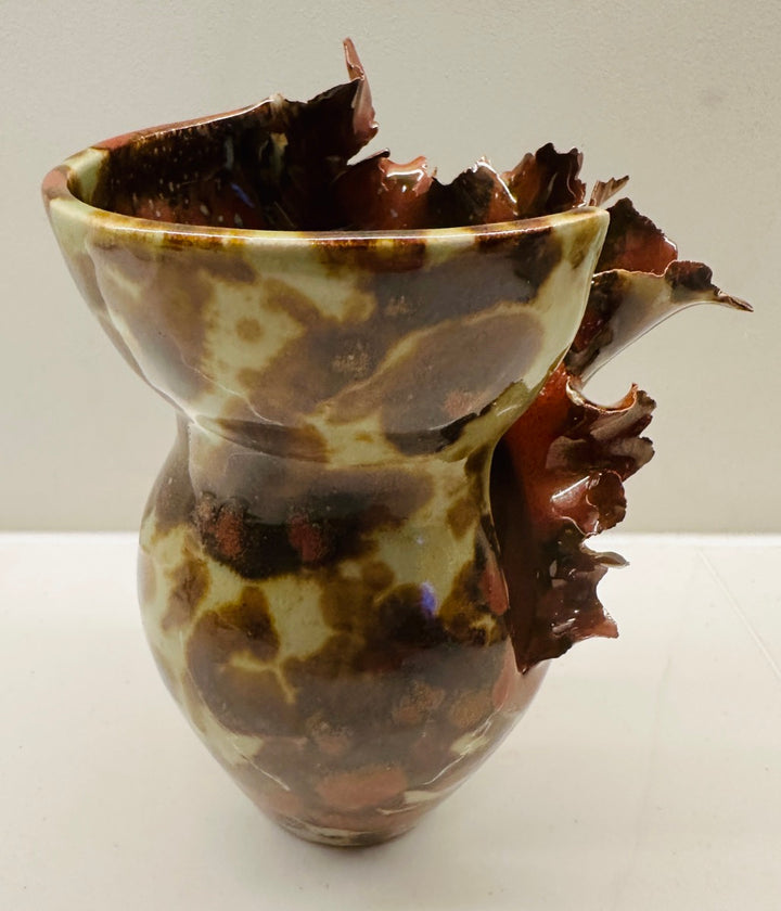 Contemporary Mottled Waved Rim Vase