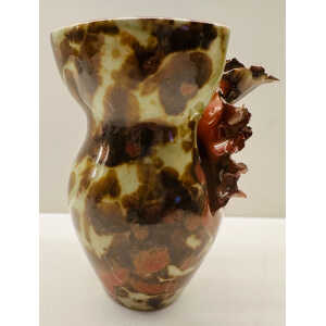 Contemporary Mottled Waved Rim Vase