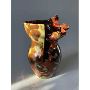 Contemporary Mottled Waved Rim Vase