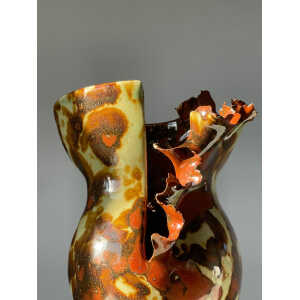 Contemporary Mottled Waved Rim Vase