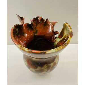 Contemporary Mottled Waved Rim Vase