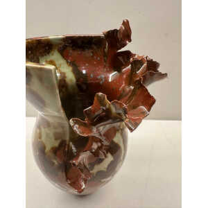 Contemporary Mottled Waved Rim Vase