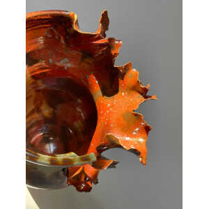 Contemporary Mottled Waved Rim Vase