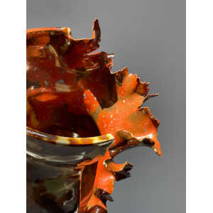 Contemporary Mottled Waved Rim Vase