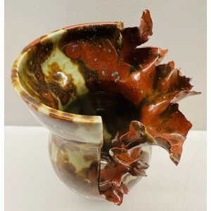 Contemporary Mottled Waved Rim Vase