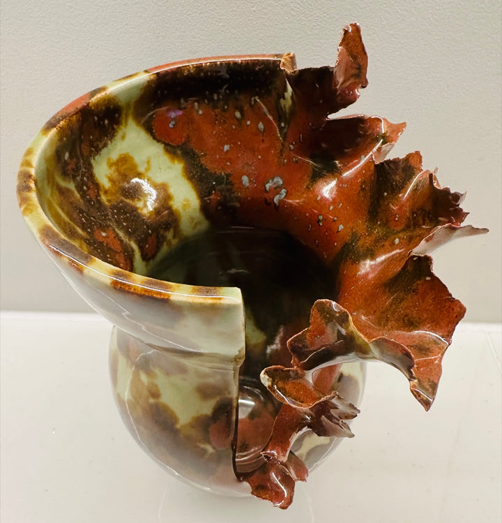 Contemporary Mottled Waved Rim Vase