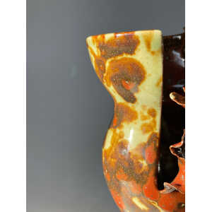 Contemporary Mottled Waved Rim Vase