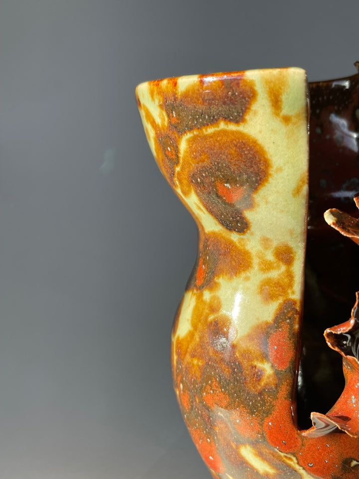 Contemporary Mottled Waved Rim Vase