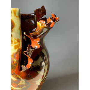Contemporary Mottled Waved Rim Vase