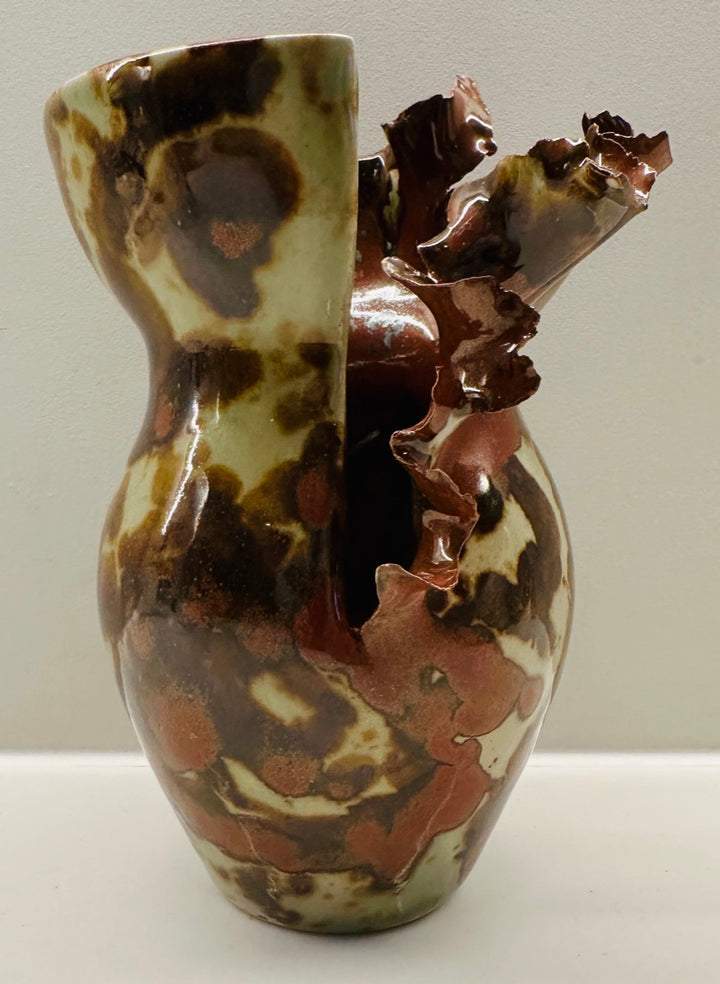 Contemporary Mottled Waved Rim Vase