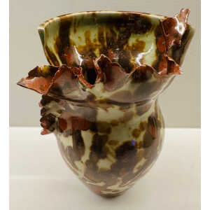 Contemporary Mottled Waved Rim Vase