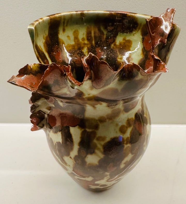 Contemporary Mottled Waved Rim Vase