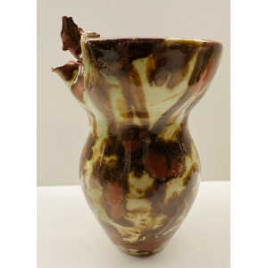 Contemporary Mottled Waved Rim Vase
